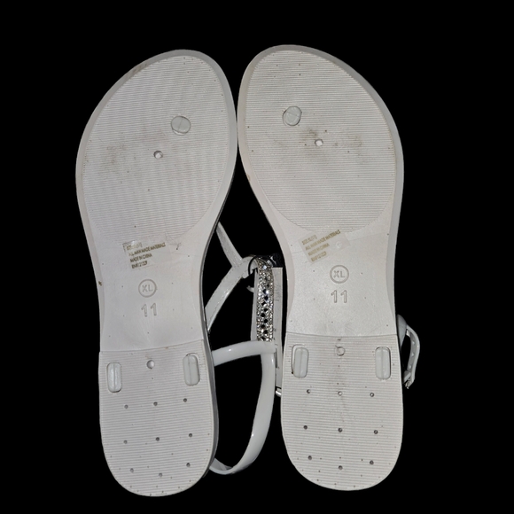 White Bedazzled Sandals Size 11 - Picture 2 of 3